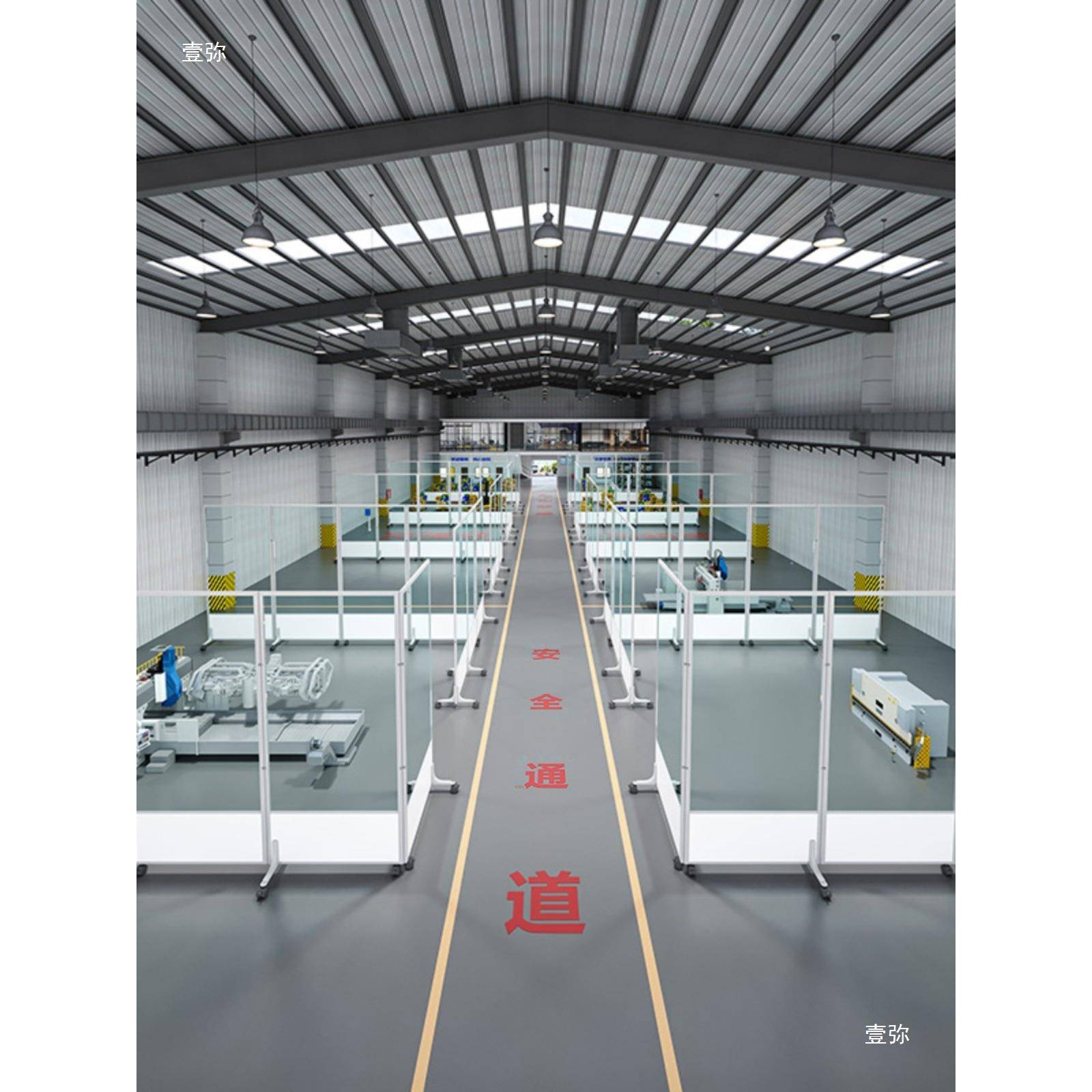 亚克办力移屏动风公室可折板叠屏风隔断PGE工厂车间推拉透明挡隔