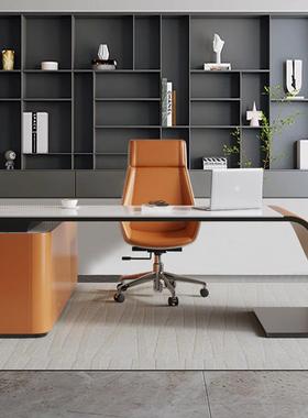 意式轻极简书桌客厅长36671奢老板桌转角实办公大桌高端设计师电