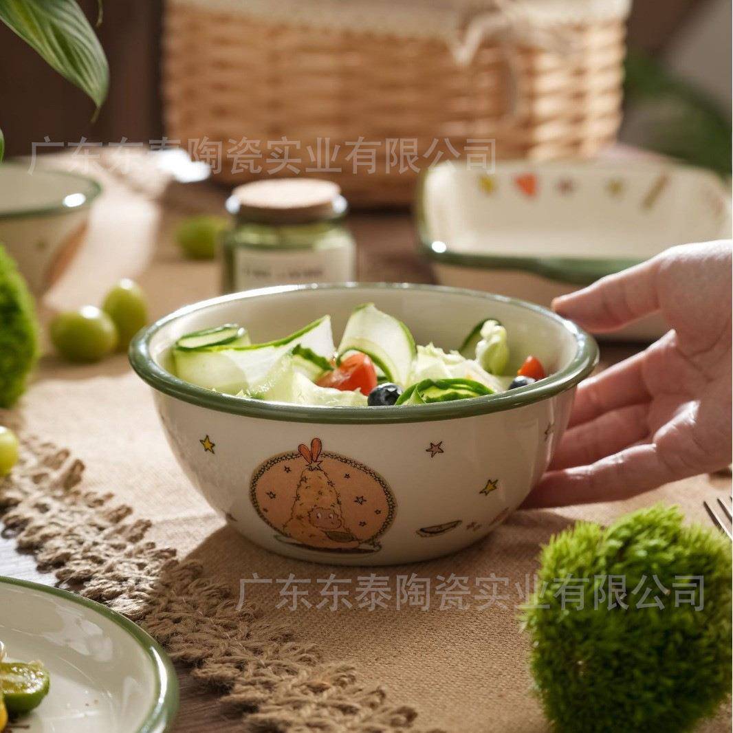 星星人爱可卡通餐具套装高颜值瓷陶餐碗盘子烤盘家用组合汤无品牌