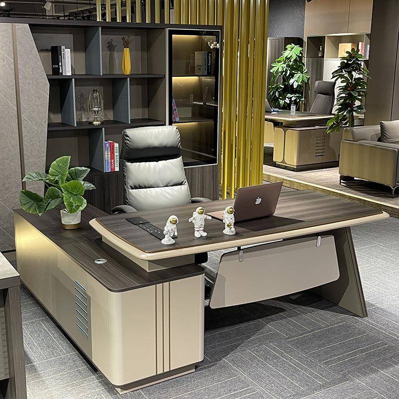 台简约现代办公室桌椅合轻奢家组具新大中式高端班老板桌B918L总