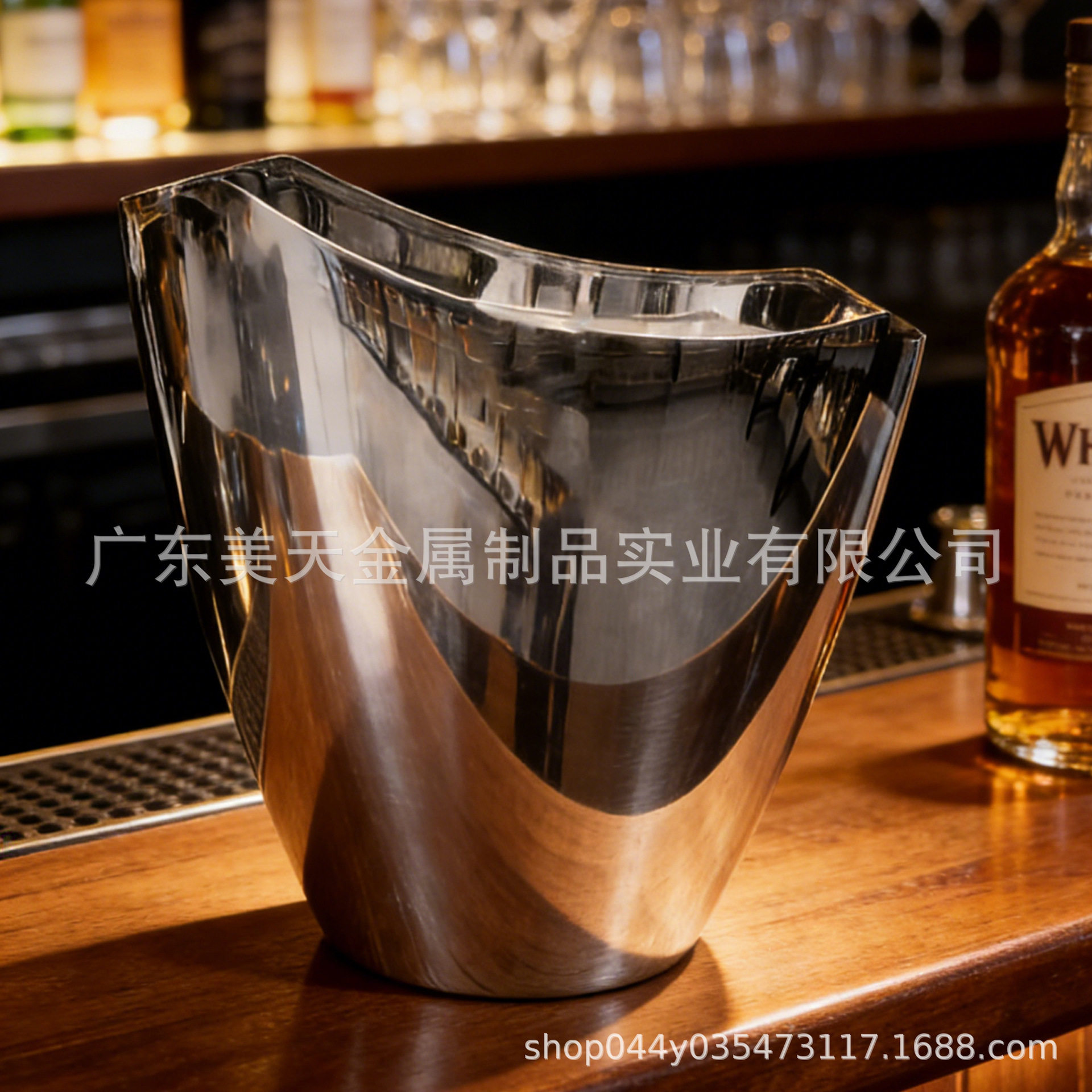 不锈钢双层加厚镜面酒吧冰桶