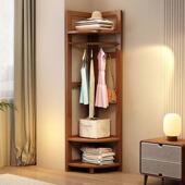 简易家用架角拐挂衣服架子实木转角衣帽落943架地卧室挂衣收纳置