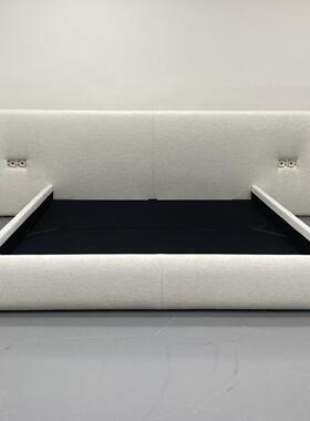 意式布艺床大平别27678墅主卧双人床高奢华奶油风棉麻宽屏端大层3