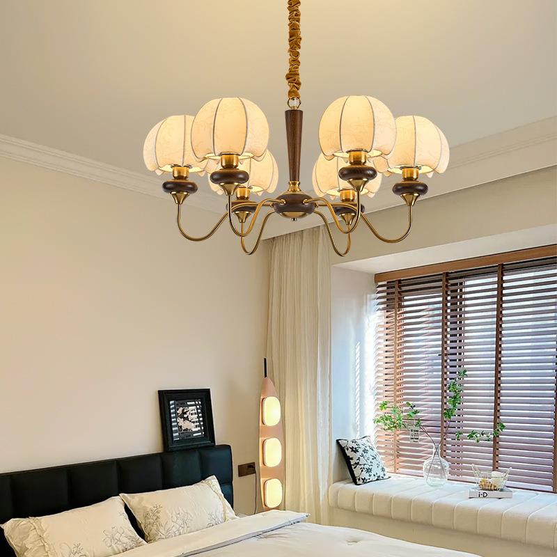 式中古客DGY-2024厅南吊灯布艺花卧室灯美式复法古餐厅灯洋风胡桃