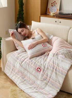 洗棉抱发枕被子两用二合一纯棉52535盖车用水靠垫沙毯办公室午睡