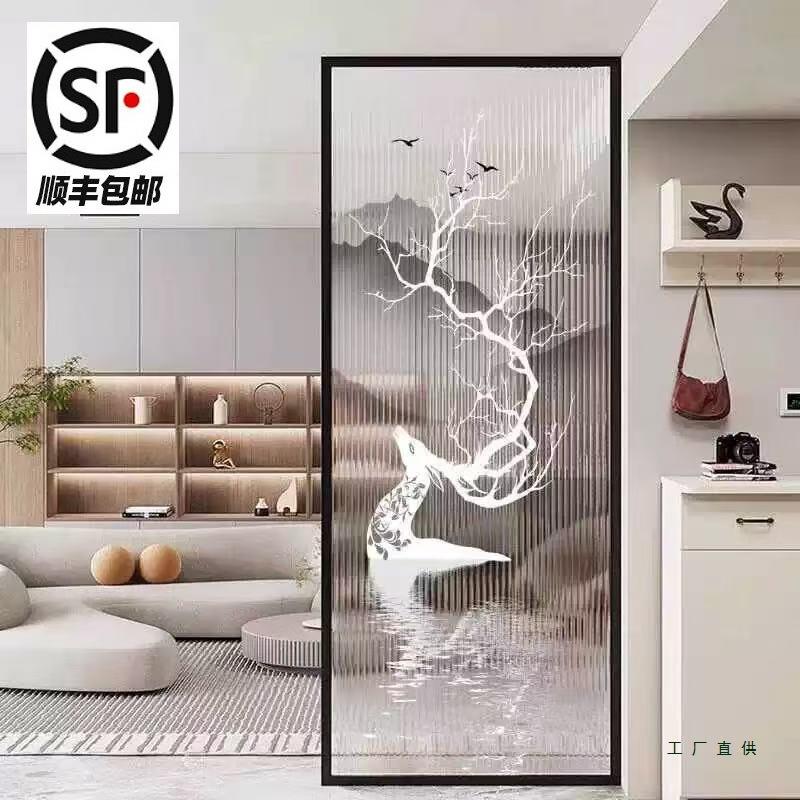 铁艺屏风隔断艺玻璃简约现玄关代家用透光轻遮奢进术985入户门客
