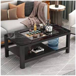 圆仿角简家用茶几客厅简易小户型大约理石QRD纹茶桌茶台一体烧水