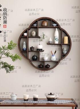 仿古小型博架实木置古物架件简约茶桌墙上摆桌面挂展UIK墙示架壁