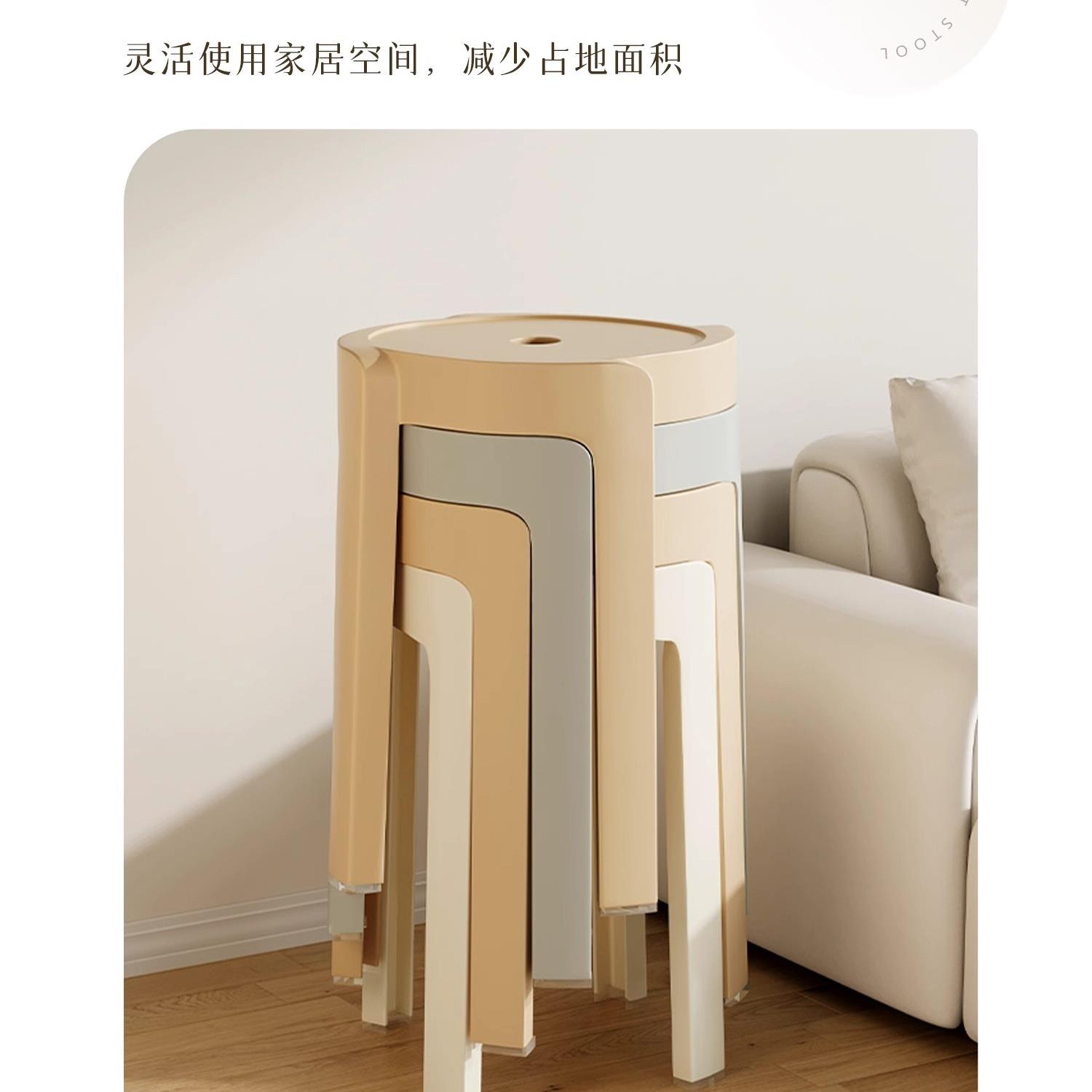塑料凳子加厚家用塑胶板凳可叠放高圆凳2025新款风车椅子餐桌备用