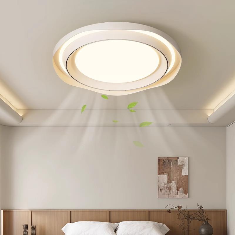 无风叶扇灯卧室灯简约现代静音离式顶环抱吹23464612风一体主心卧