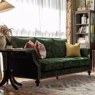 美式沙发15004乡村复古约排布艺小户型客厅直简三人位人位坐四垫