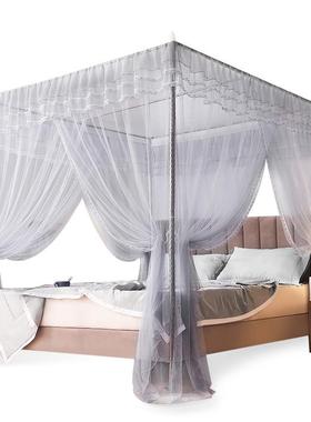 三开门家蚊帐用卧XKH室20老25新款公主风落地式支1架纹账1.8米床.