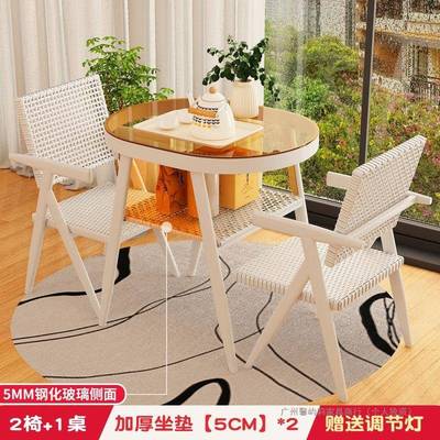 阳台休闲户桌椅用三件套椅靠背椅子茶桌茶台藤桌子外休IKA闲家区
