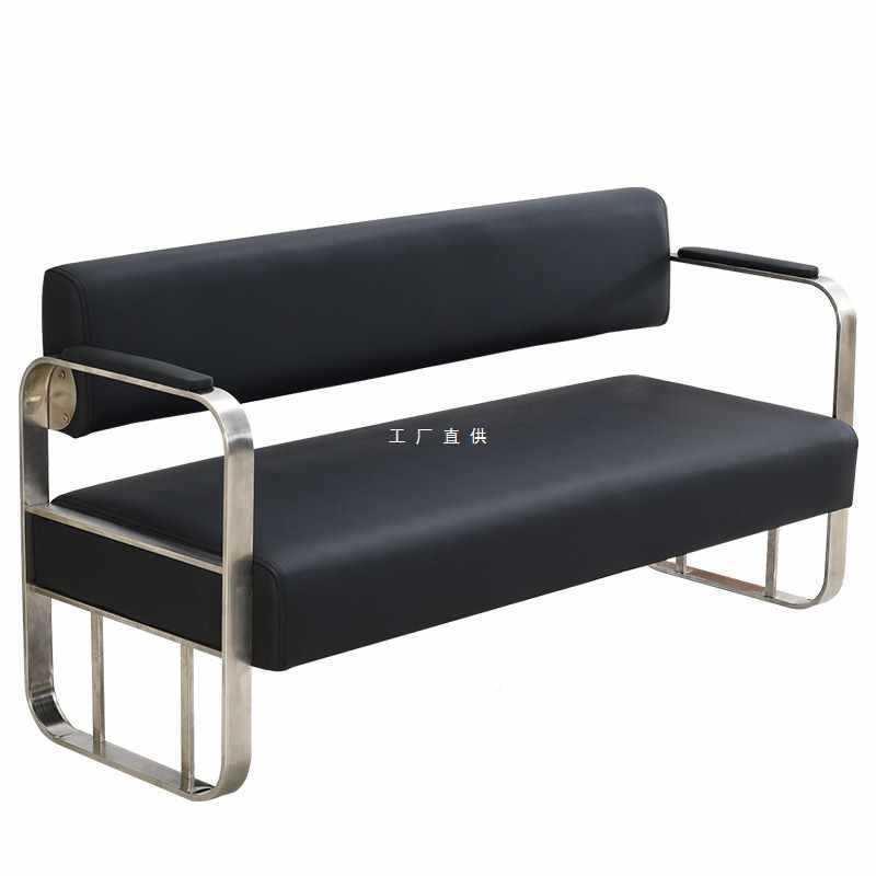 发不廊理发店等候沙发美等发店候客区钢休闲锈扶F87T9HJ8手标配候