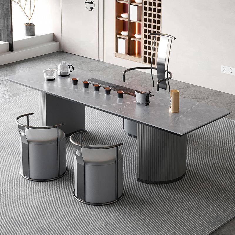 桌轻奢岩板茶台端现代别墅大户茶型茶书桌一体两用创意泡茶桌高简