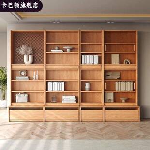 卡巴顿实木橡木卡书UFF房柜玻储璃物柜组合落地一座体到顶办公书