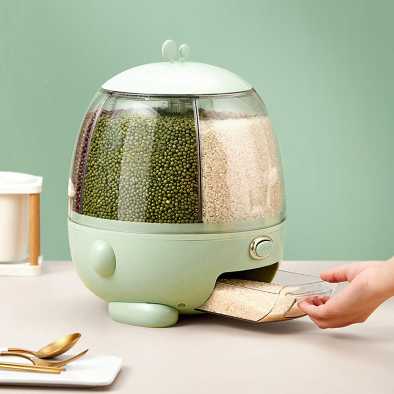 大容家量五防谷ZCV杂粮收旋纳盒密封潮防虫米缸用可转分格按压米