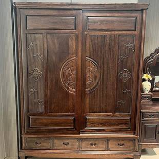 拉紫檀木储物衣柜移门衣柜简约明古典中式 M208实木具家复古 清SY