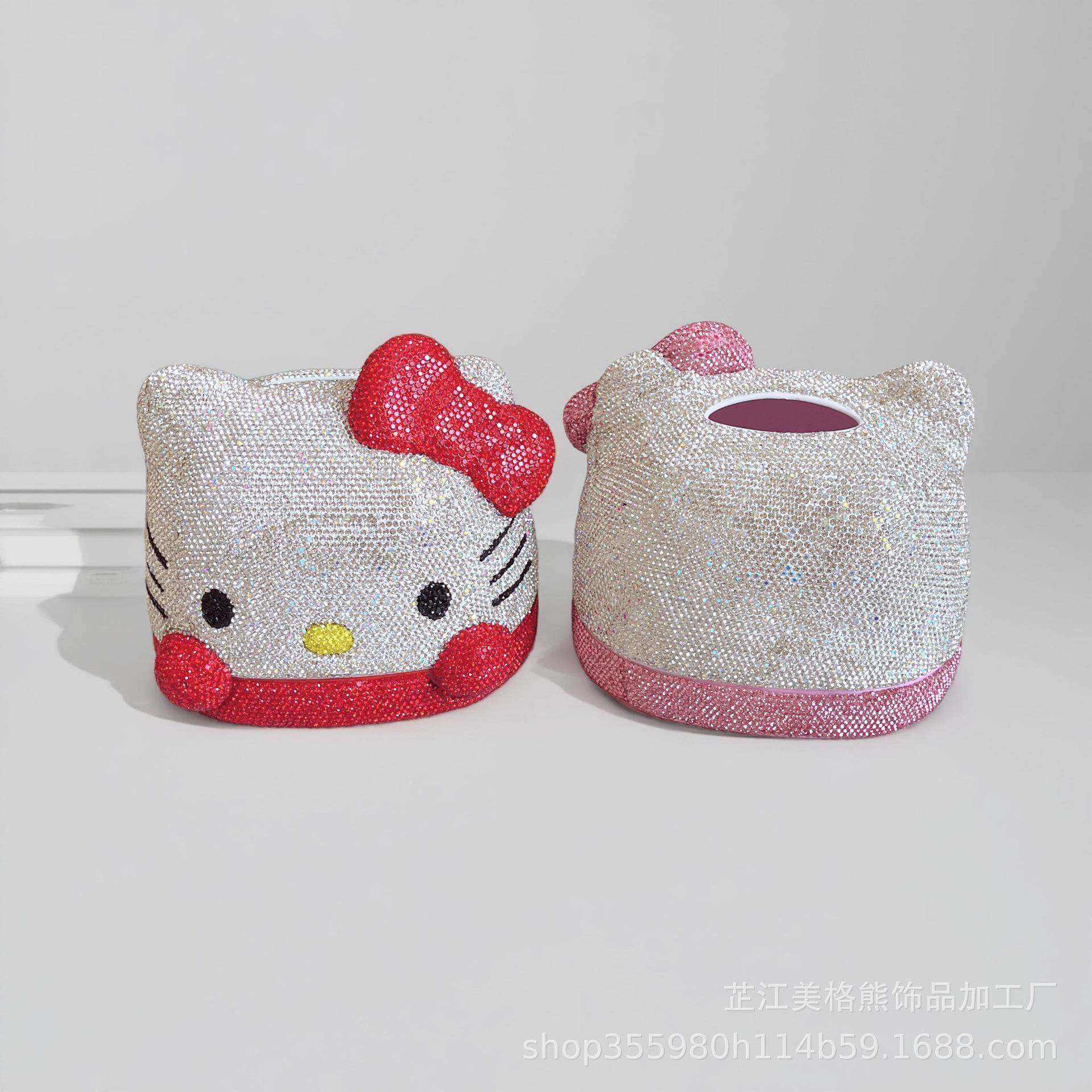 133KT猫钻巾盒纸可用爱家餐厅抽纸盒卷镶纸卫生间家居用品