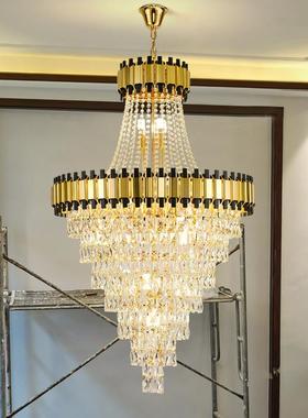 后现轻水晶大吊灯别墅复式楼酒91535店2大堂工程奢别代墅025新款