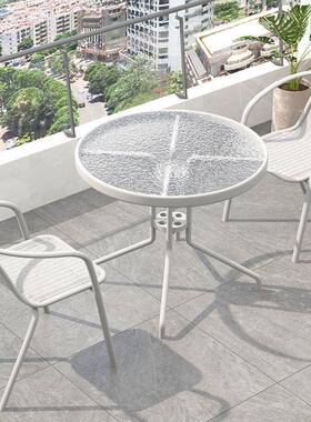 台桌椅三阳件套小休闲茶桌椅组合白色玻折璃叠一桌j42Rtm82两椅小