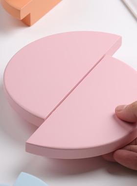 新款半圆实木拉手儿童房宝宝衣柜门子柜柜抽RBU形屉简约原木木制