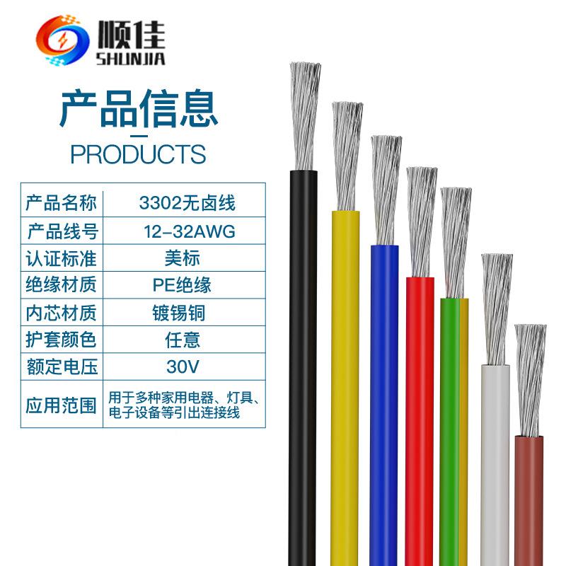 顺佳3无卤联电线UL3302-3AWG~UL3202-12AERA交WG系列无卤高环保