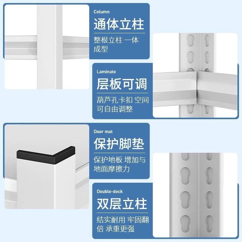 轻型家用货架置物架多层落地阳台仓库储物架地下室白色收纳铁架子