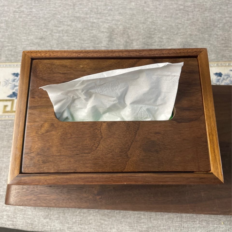 胡桃木简约实木抽纸盒