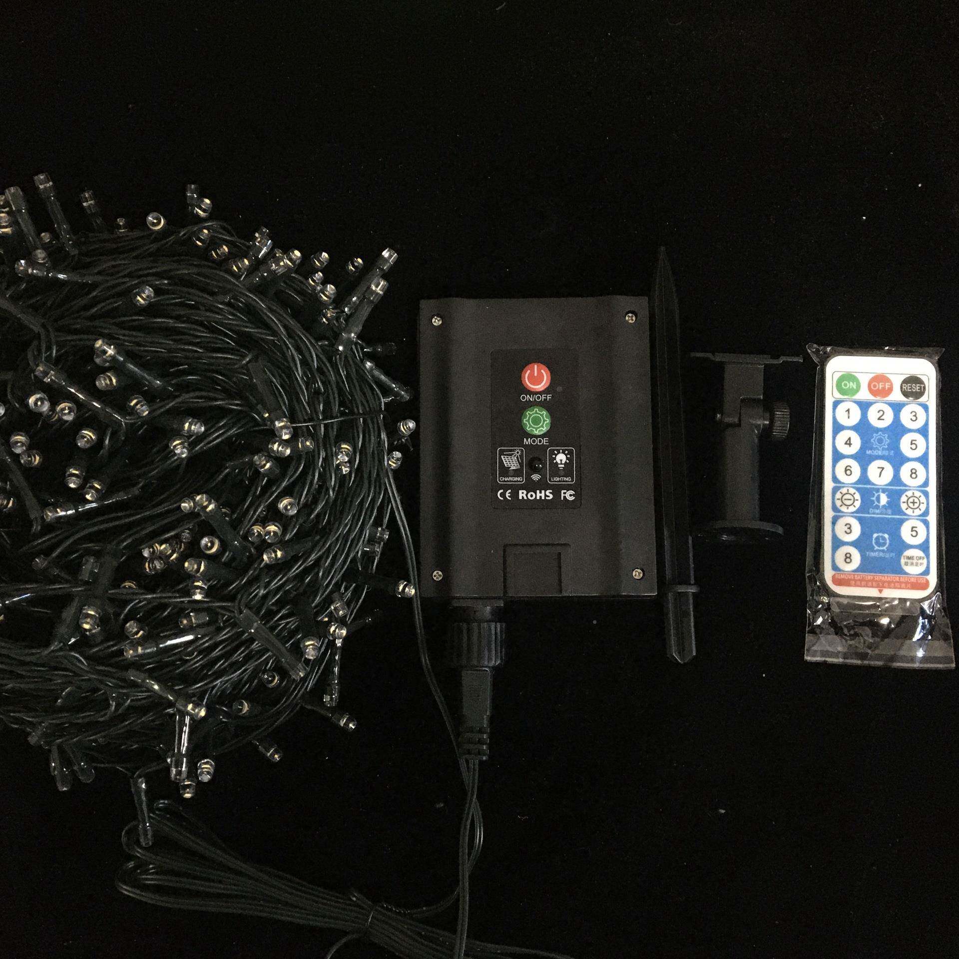 新款太阳带遥控能诞圣节日AAZ灯外串户花园庭院装饰彩灯串