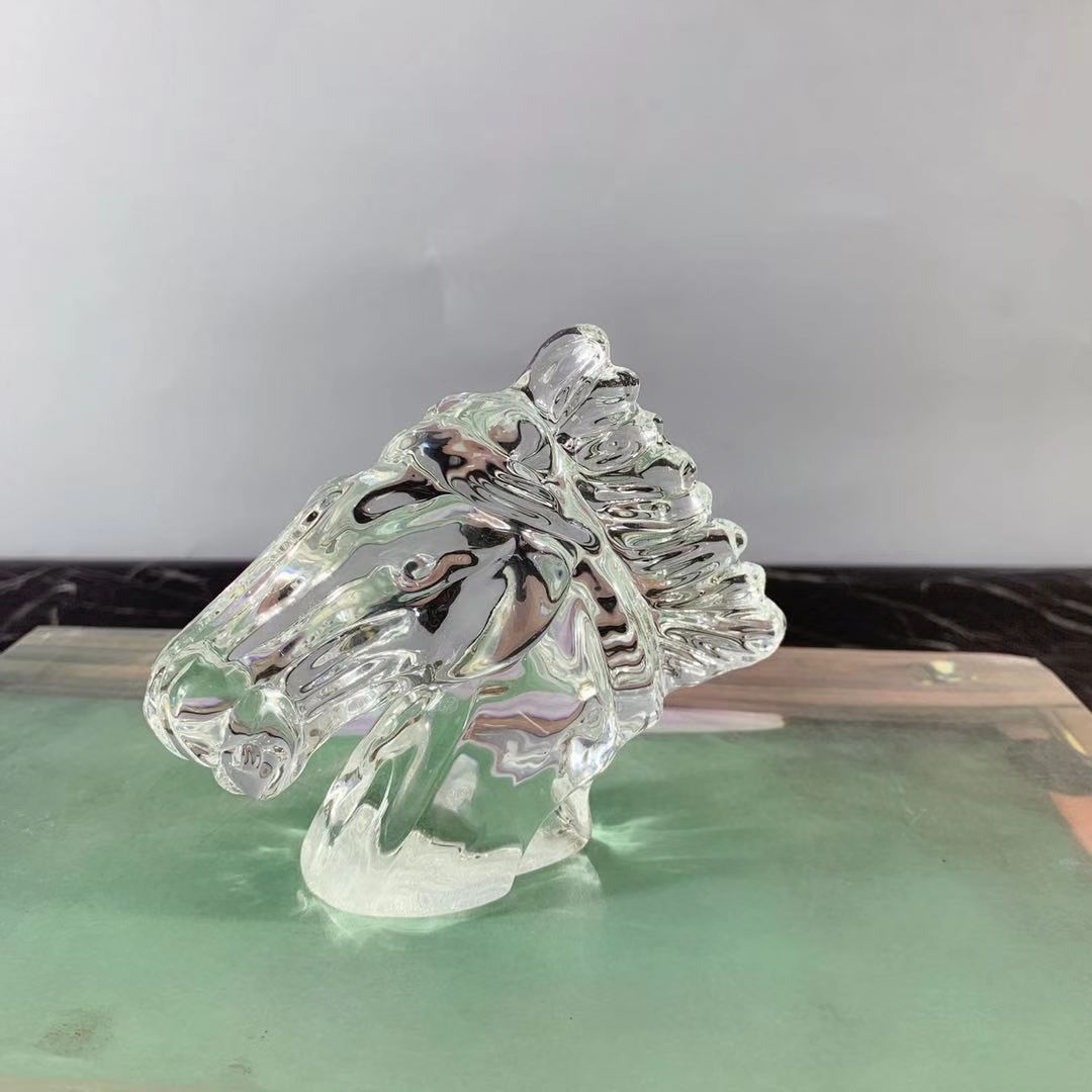 现代新中式透明马头摆件样板房客厅玄关艺术品酒店别墅软装饰品