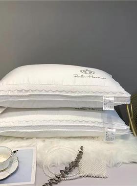 高蕾丝枕芯双店人枕头单人枕羽丝绒软枕448X7ZXU端立体花边枕酒用