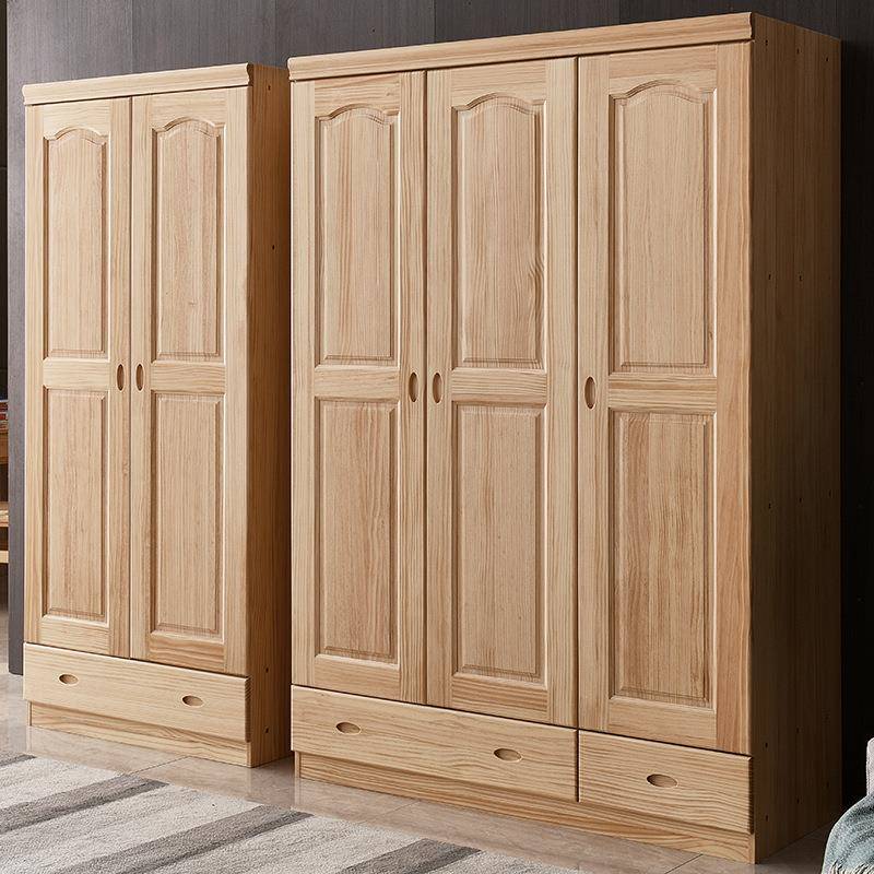 童实木柜人简约松木RXR衣柜两门三门儿成衣平开门衣柜原木色收纳