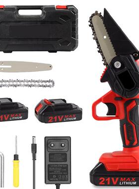 迷你树64寸寸电链锯充电式伐49434电锯木砍家用小型电动手锯锂电