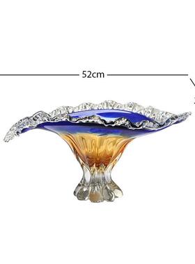 现代轻奢璃水果家用客厅创盘意样板间VTN果盘装饰桌琉面摆厚重件