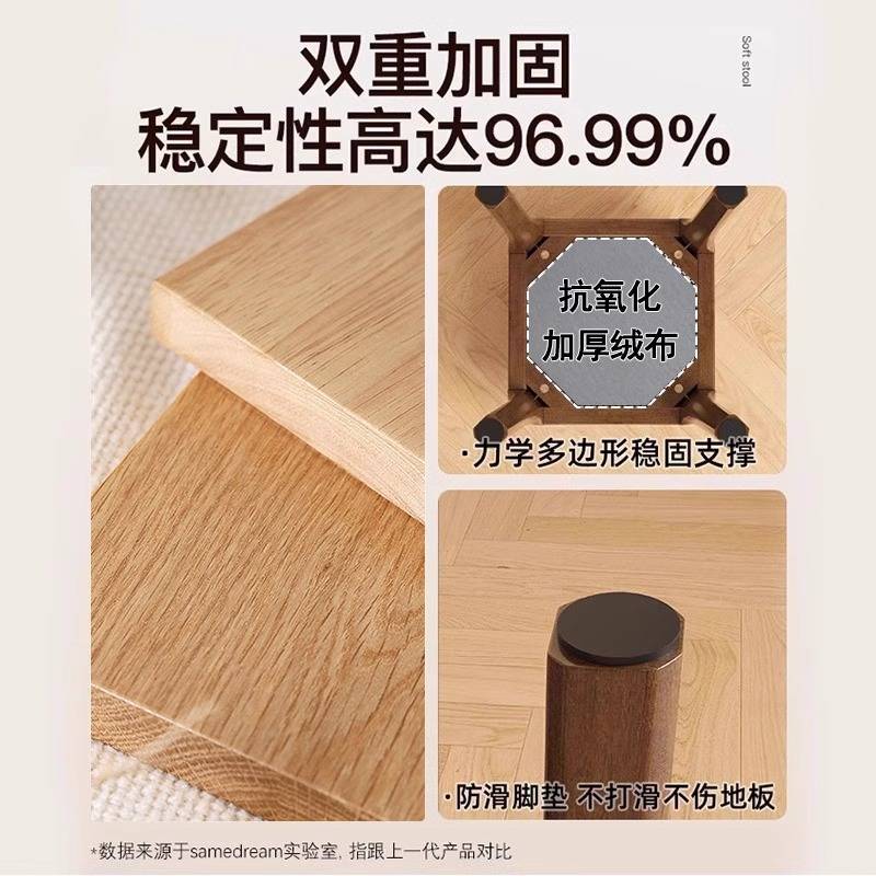 凳子家用可叠放实木小客厅餐桌凳简约高木头方凳软包矮凳高脚