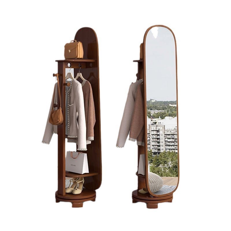 镜子全身穿衣镜衣帽架多功能一体旋转家用实木挂衣架试衣镜落地镜