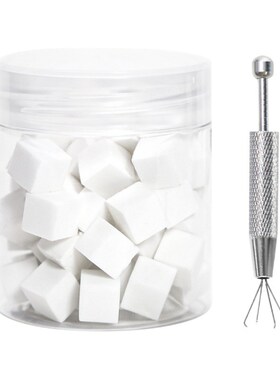 白色小方块清洁海棉 迷你豆腐块高密度美甲拍拍棉 IC起拔器抓抓夹