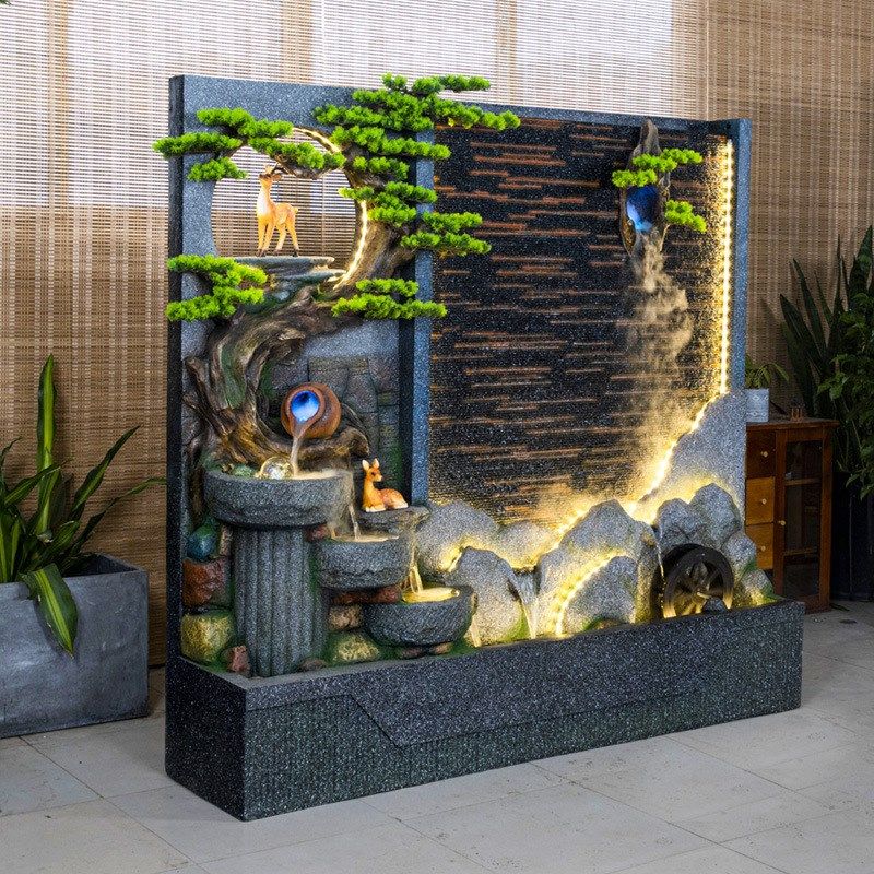 大型假山流水喷泉新中式鱼缸客厅别墅景观庭院水幕墙工艺品摆设,家居饰品,流水摆件,淘宝优惠券,粉丝福利购,淘宝优惠卷