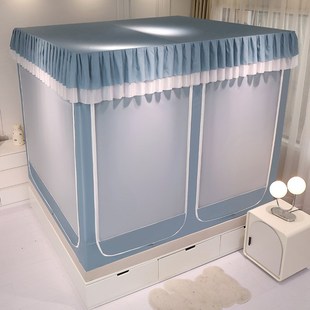 新款 蚊帐公主风家用6六开门遮光坐床蚊帐学生宿舍4开门 高端坐床式