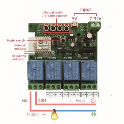 tuya ewelink zigbee 5V 12v点动自锁遥控开关