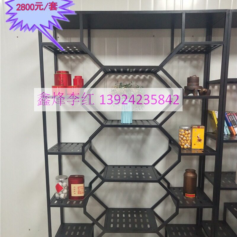 办公室博古架 铁制工艺品置物架 铁架摆件工艺书架 创意书架铁架