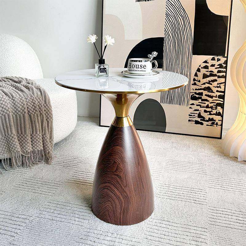 款岩板轻奢圆茶几现代简约茶新GET精致家用角几几客沙发边几小圆