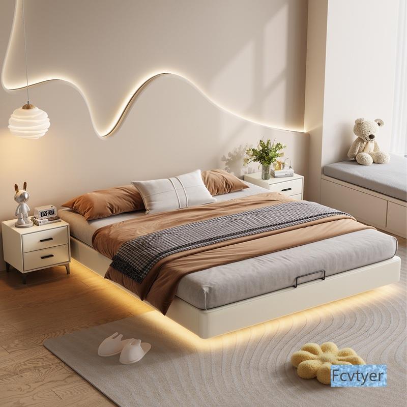 全实木无床头悬床1.5浮m卧室排架床燕尾榫加厚现代简约B07新骨空