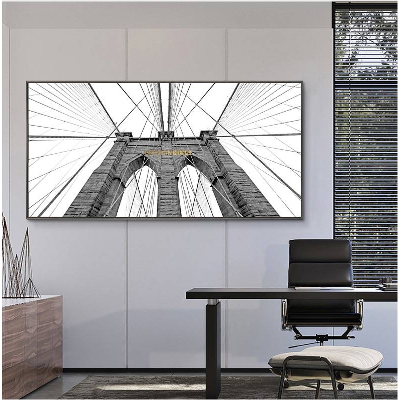 仰望世界的角落 壁画工作室挂画现代简约轻奢黑白建筑客厅装饰画图片
