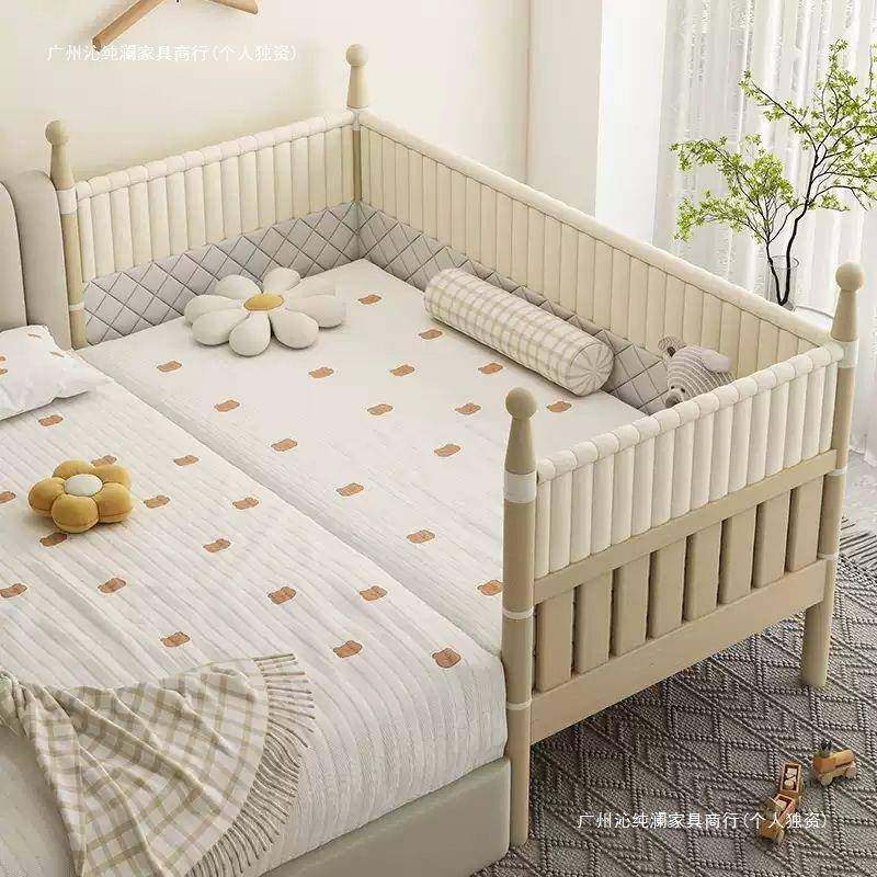 永边染坊实木GMS儿童婴床高护栏大儿宝宝床加宽侧边小床拼接床可