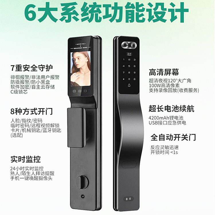 15全自动智能家用A指纹锁人脸识别锁指纹锁防盗门智码NOM能门锁密