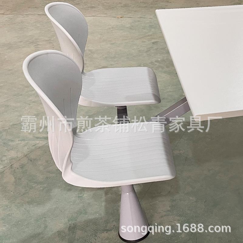 食6蓝色靠堂餐桌椅餐厂家组合连体背餐桌人椅快餐店学生靠食堂四