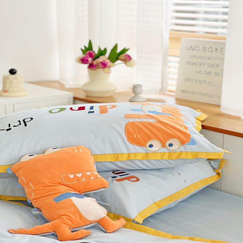 2025新全棉水洗棉卡通DRX儿刺绣贴布1绣四件套.8床套童纯棉件四季