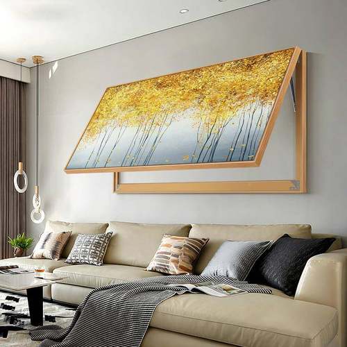 象轻奢抽体大尺无品牌/寸电箱装饰画超长横版客厅电闸盒表多媒箱